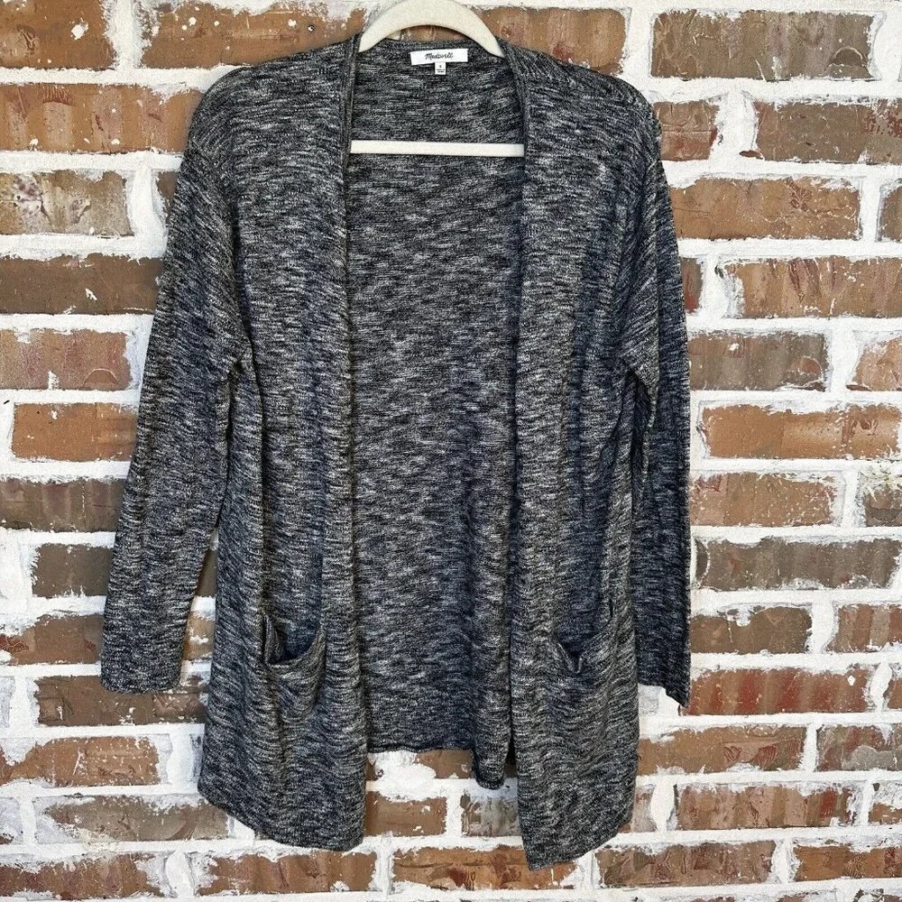 Madewell Landscape Cardigan Sweater‎ Women's Small Marbled Gray Pockets